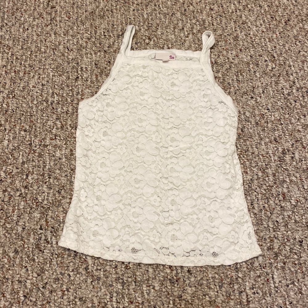 White lace see through tank top, worn once